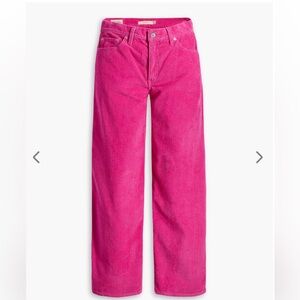 Levi's Women's Baggy Dad Pink Corduroy Mid Rise Straight Leg Pants Size 31 X 30